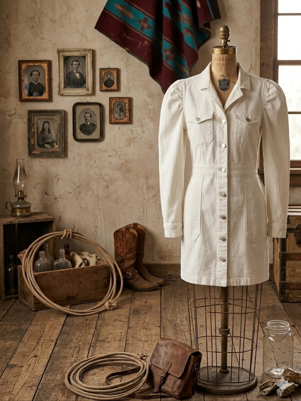 Velvet Heart Denim White Button Front Shirt Dress | Cotton Utility Dress